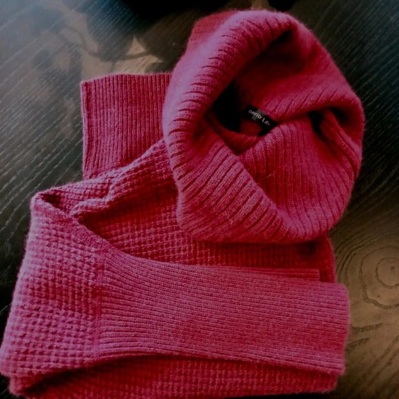 David Lawrence Red Pink Waffle Jumper M Fit 8 - 10 Cashmere Angora Lambswool - Picture 2 of 9